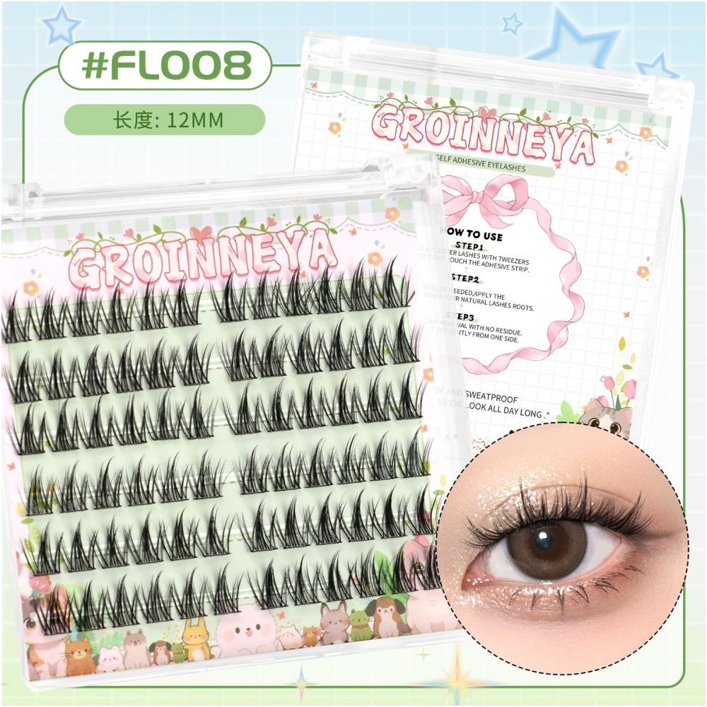 GROINNEYA Non Glue False Eyelash Micro Thick Asian Non Glue Self Adhesive False Eyelash Women s Natural Style 2025 New Edition
