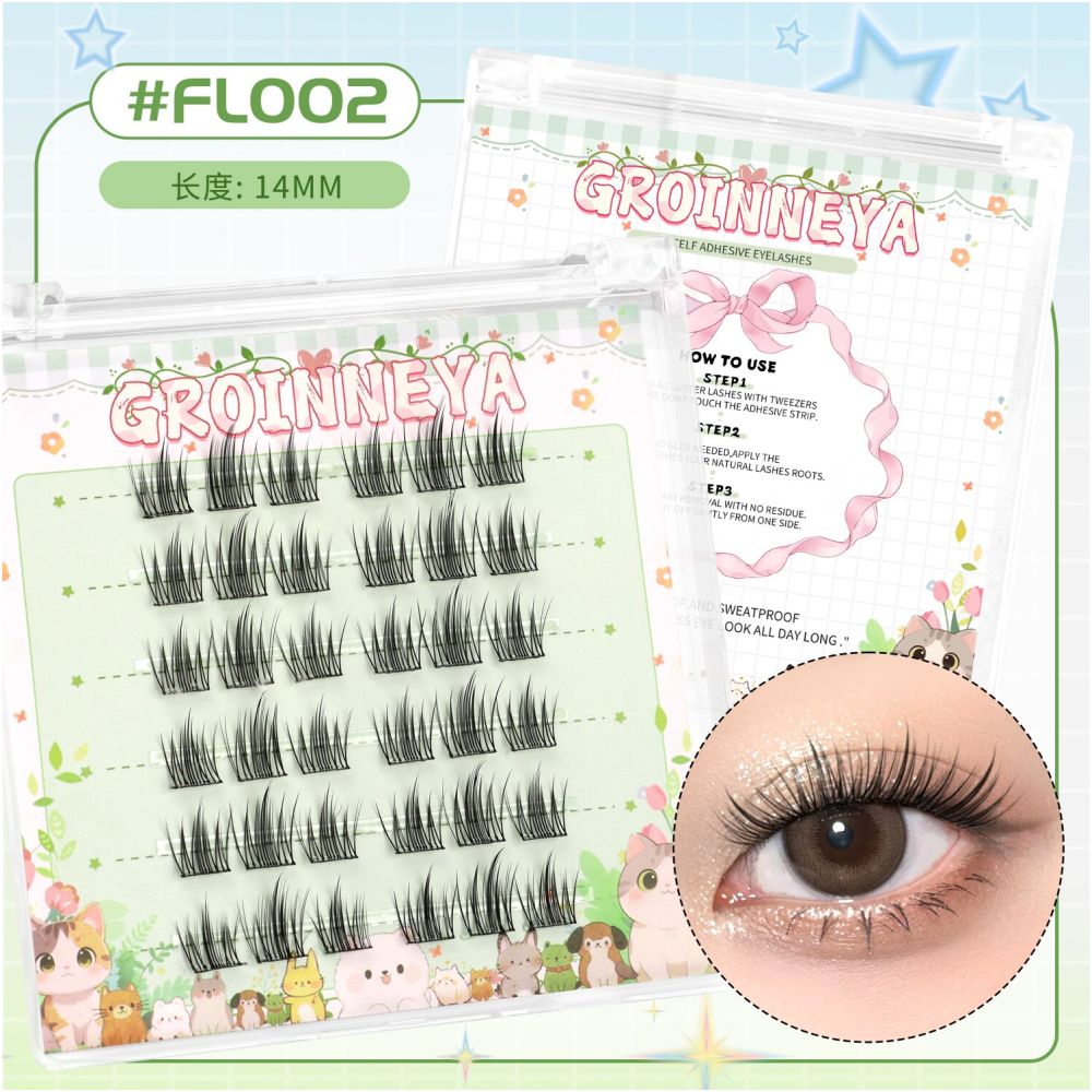 GROINNEYA Non Glue False Eyelash Micro Thick Asian Non Glue Self Adhesive False Eyelash Women s Natural Style 2025 New Edition