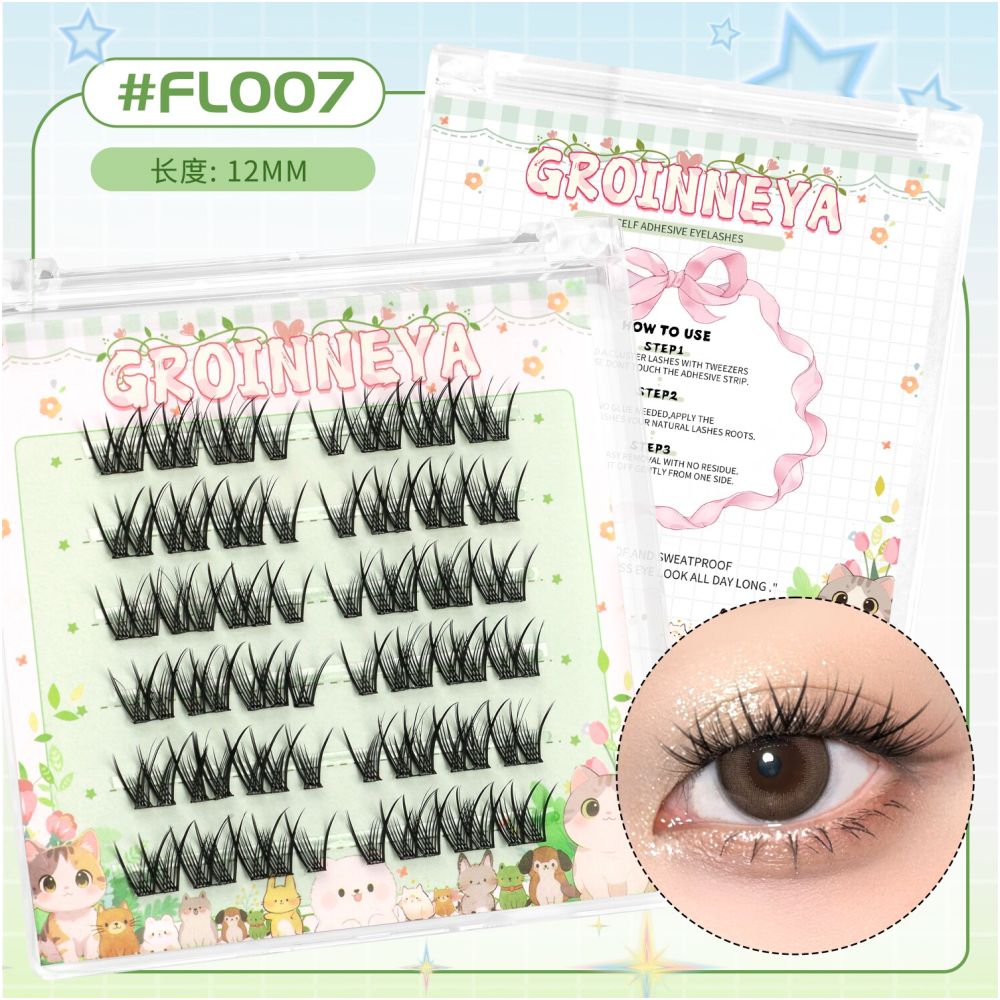 GROINNEYA Non Glue False Eyelash Micro Thick Asian Non Glue Self Adhesive False Eyelash Women s Natural Style 2025 New Edition