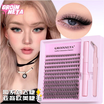 GROINNEYA Asian D curve exquisite fluffy feeling thick single cluster false eyelashes female natural transformation into mixed race girl in seconds image 1