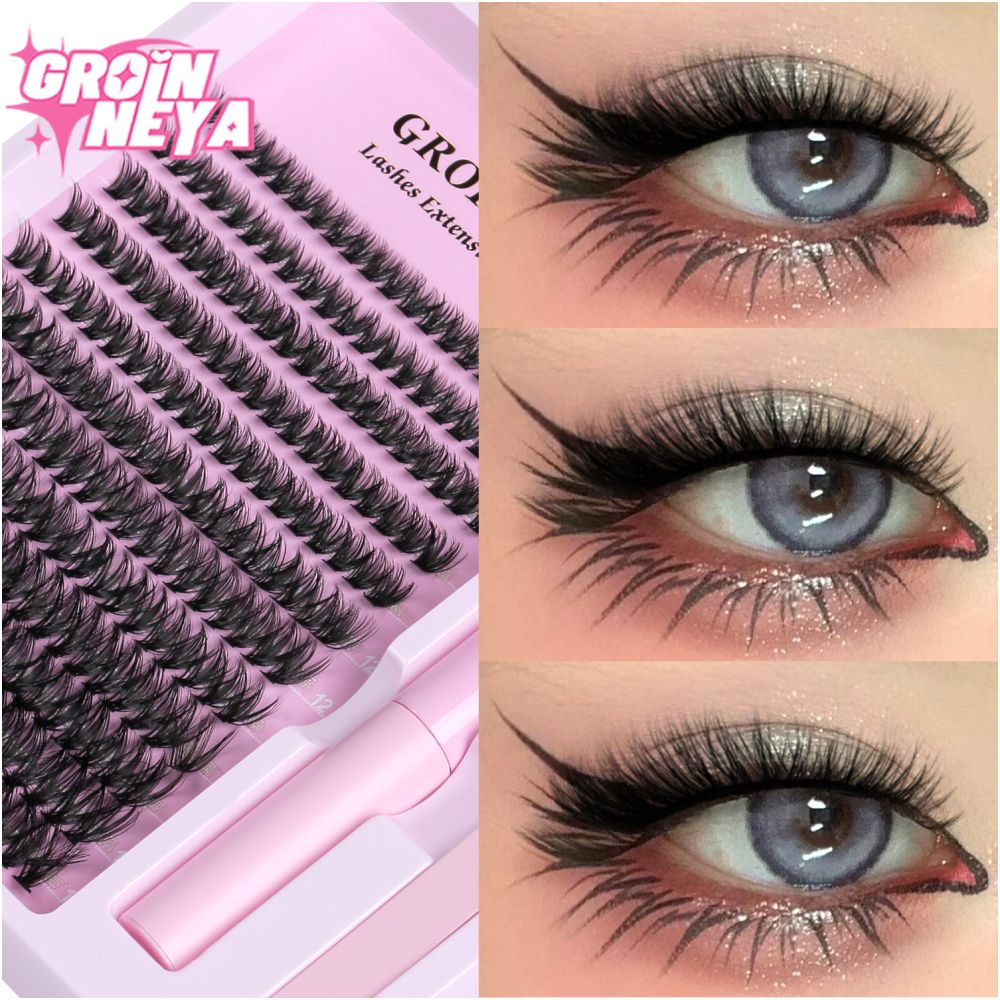 GROINNEYA Asian D curve exquisite fluffy feeling thick single cluster false eyelashes female natural transformation into mixed race girl in seconds image 4