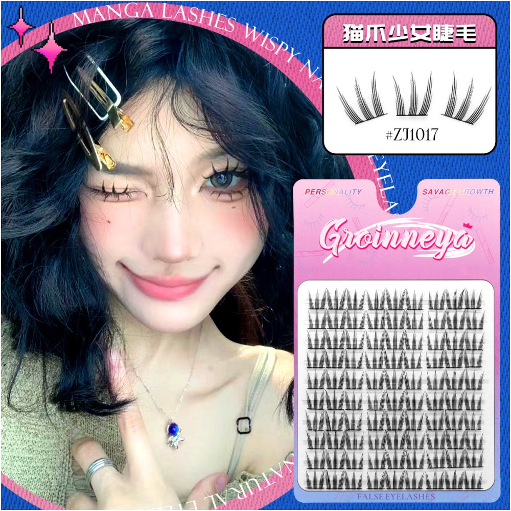 Naughty Elf False Eyelash 10 Rows Large Capacity Devil False Eyelash Simulation Single Cluster Thick Barbie Comic Eye image 2