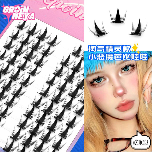 Naughty Elf False Eyelash 10 Rows Large Capacity Devil False Eyelash Simulation Single Cluster Thick Barbie Comic Eye