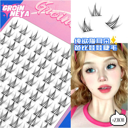Naughty Elf False Eyelash 10 Rows Large Capacity Devil False Eyelash Simulation Single Cluster Thick Barbie Comic Eye
