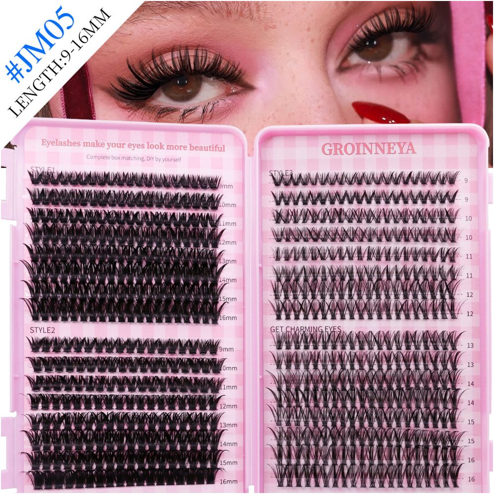 GROINNEYA 4 styles large capacity Asian style self grafting eyelash book thick D curl European and American makeup look image 2