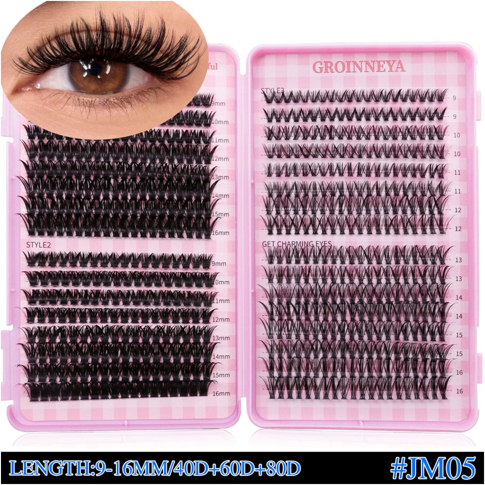 GROINNEYA 4 styles large capacity Asian style self grafting eyelash book thick D curl European and American makeup look