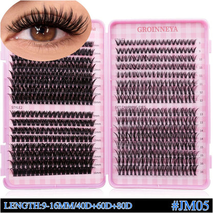 GROINNEYA 4 styles large capacity Asian style self grafting eyelash book thick D curl European and American makeup look