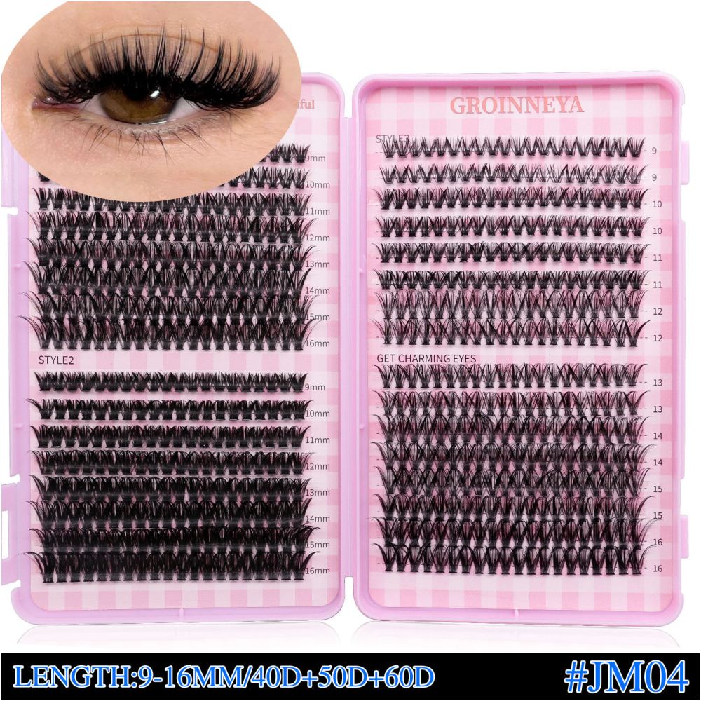 GROINNEYA 4 styles large capacity Asian style self grafting eyelash book thick D curl European and American makeup look