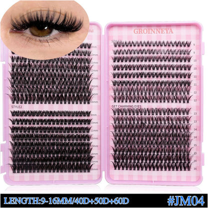GROINNEYA 4 styles large capacity Asian style self grafting eyelash book thick D curl European and American makeup look