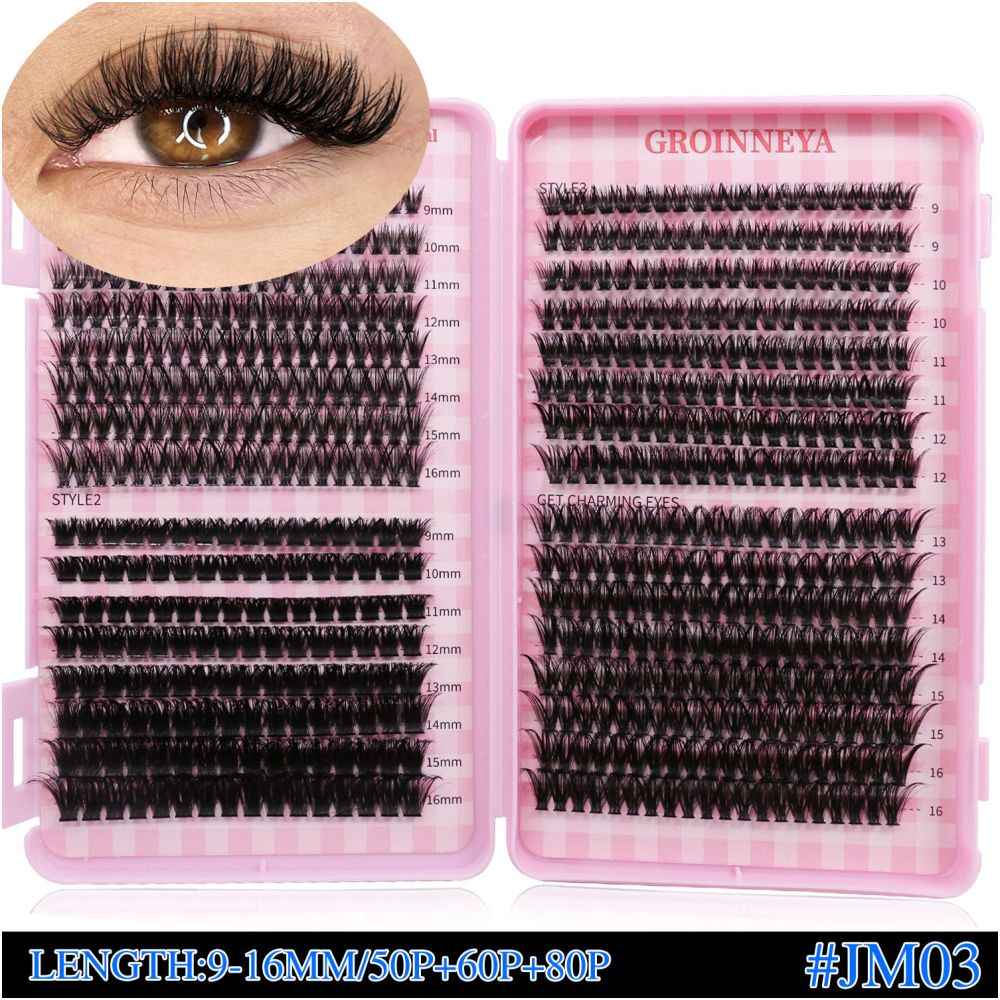 GROINNEYA 4 styles large capacity Asian style self grafting eyelash book thick D curl European and American makeup look