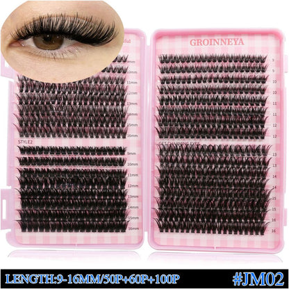 GROINNEYA 4 styles large capacity Asian style self grafting eyelash book thick D curl European and American makeup look