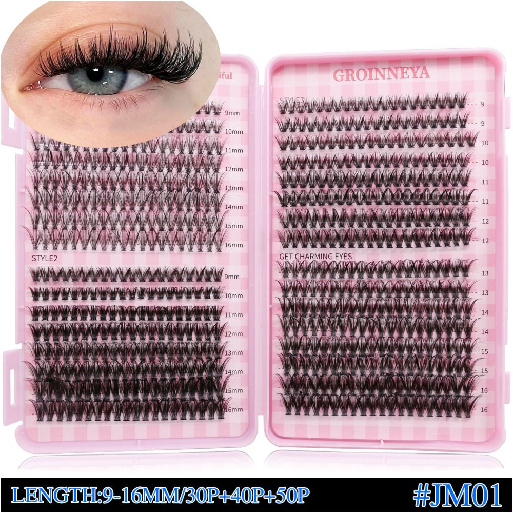 GROINNEYA 4 styles large capacity Asian style self grafting eyelash book thick D curl European and American makeup look