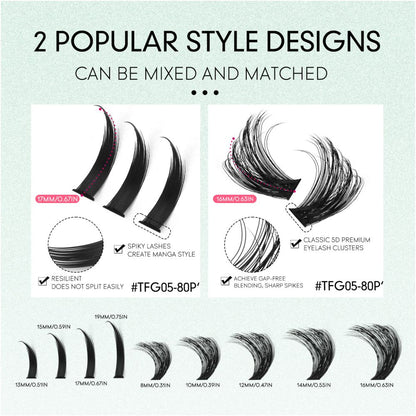 GROINNEYA New Mixed Blood Style False Eyelash Set Thick Little Devil Single Cluster Eyelash Multiple Density Mixed Mixing image 4