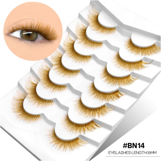 GROINNEYA tea brown light luxury cross transparent stem air feeling one piece natural false eyelashes personality niche