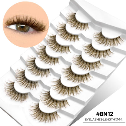 GROINNEYA tea brown light luxury cross transparent stem air feeling one piece natural false eyelashes personality niche