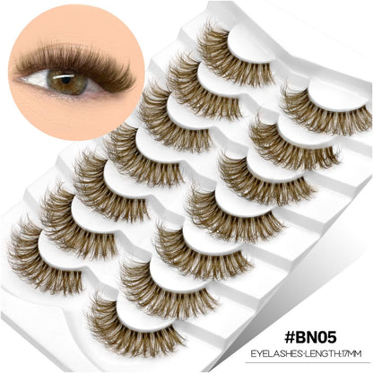 GROINNEYA tea brown light luxury cross transparent stem air feeling one piece natural false eyelashes personality niche