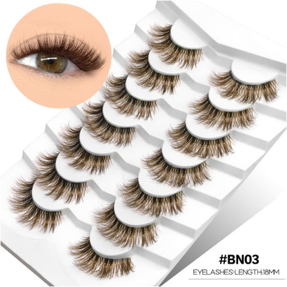 GROINNEYA tea brown light luxury cross transparent stem air feeling one piece natural false eyelashes personality niche