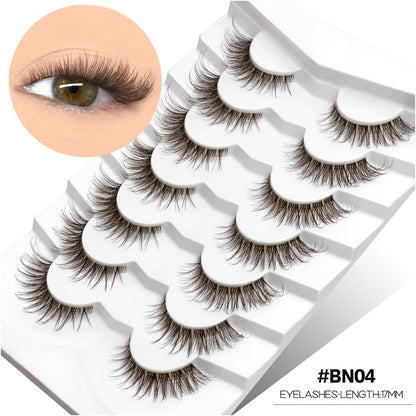 GROINNEYA tea brown light luxury cross transparent stem air feeling one piece natural false eyelashes personality niche