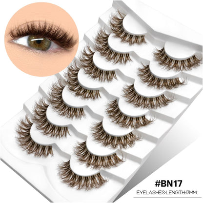 GROINNEYA tea brown light luxury cross transparent stem air feeling one piece natural false eyelashes personality niche