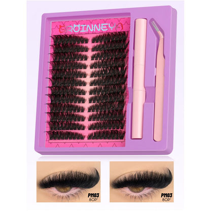 New Asian spicy girl with swollen eyes false eyelashes D curl single cluster thick and curly full of tension electric eyelashes