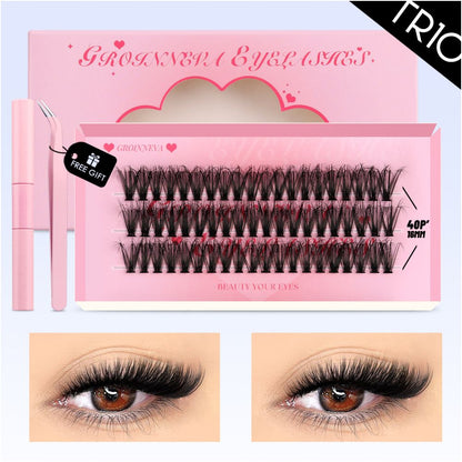 New Asian spicy girl with swollen eyes false eyelashes D curl single cluster thick and curly full of tension electric eyelashes