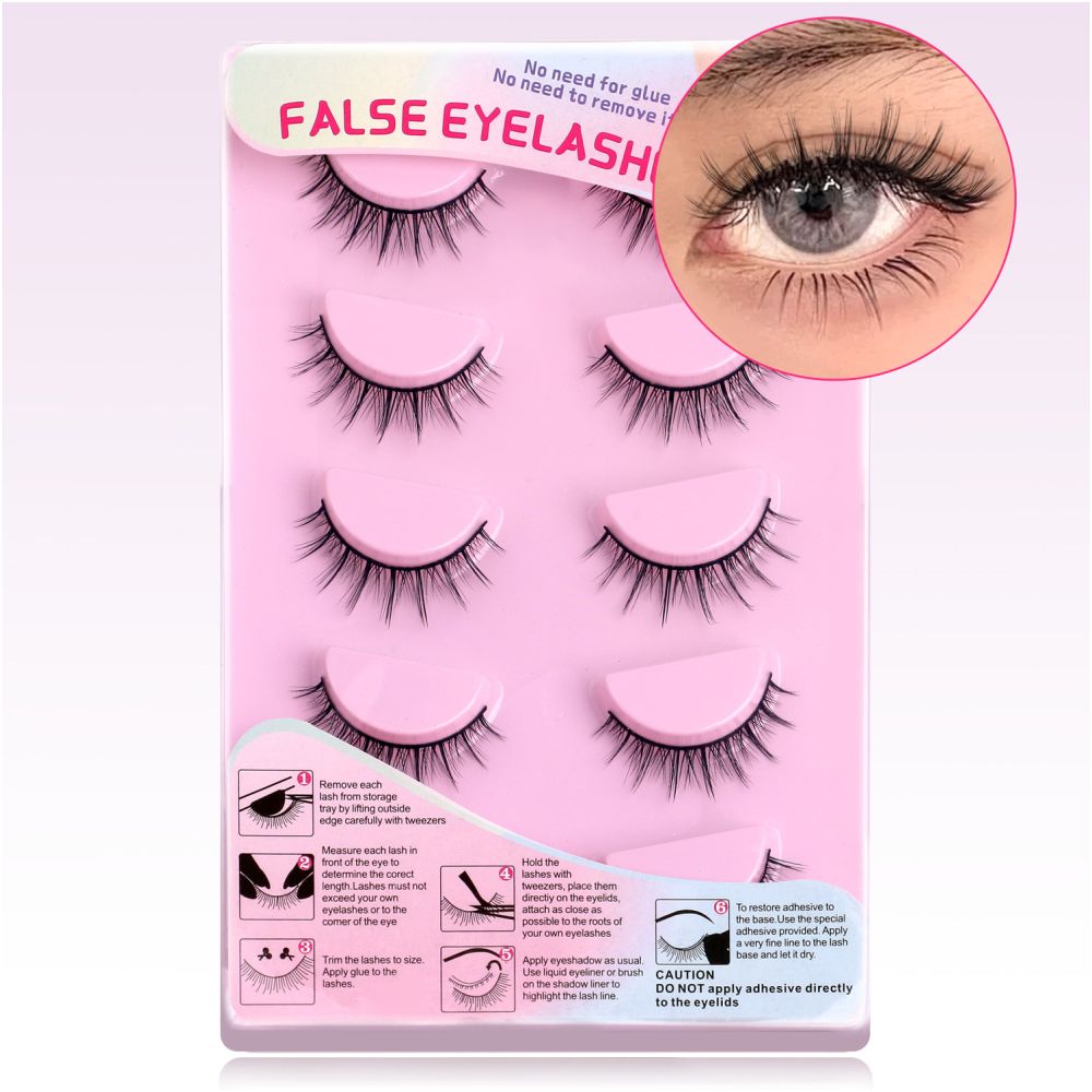 GROINNEYA Matte Makeup False Eyelashes Thick Asian Mixed Blood Light European One Piece Hard Meme Swelling Eye Bubbles image 4