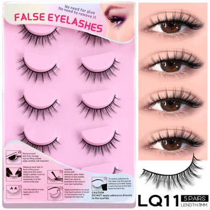 GROINNEYA Matte Makeup False Eyelashes Thick Asian Mixed Blood Light European One Piece Hard Meme Swelling Eye Bubbles