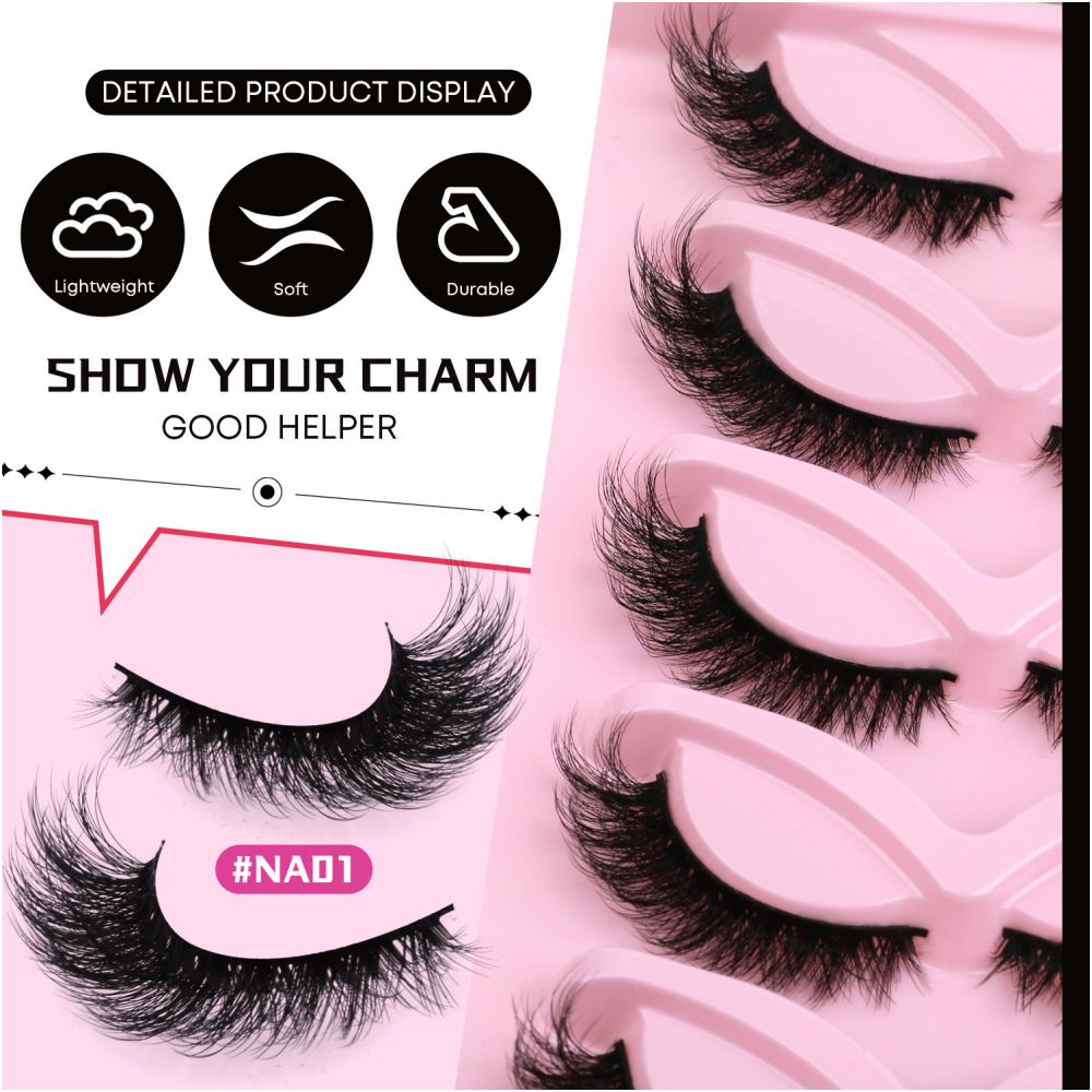 GROINNEYA Light European Asian style False Eyelash Thick Cat Eye One Piece Lifting Eye Corners Enlarge Eyes image 5