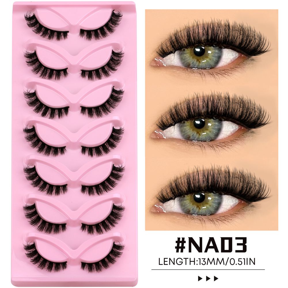 GROINNEYA Light European Asian style False Eyelash Thick Cat Eye One Piece Lifting Eye Corners Enlarge Eyes