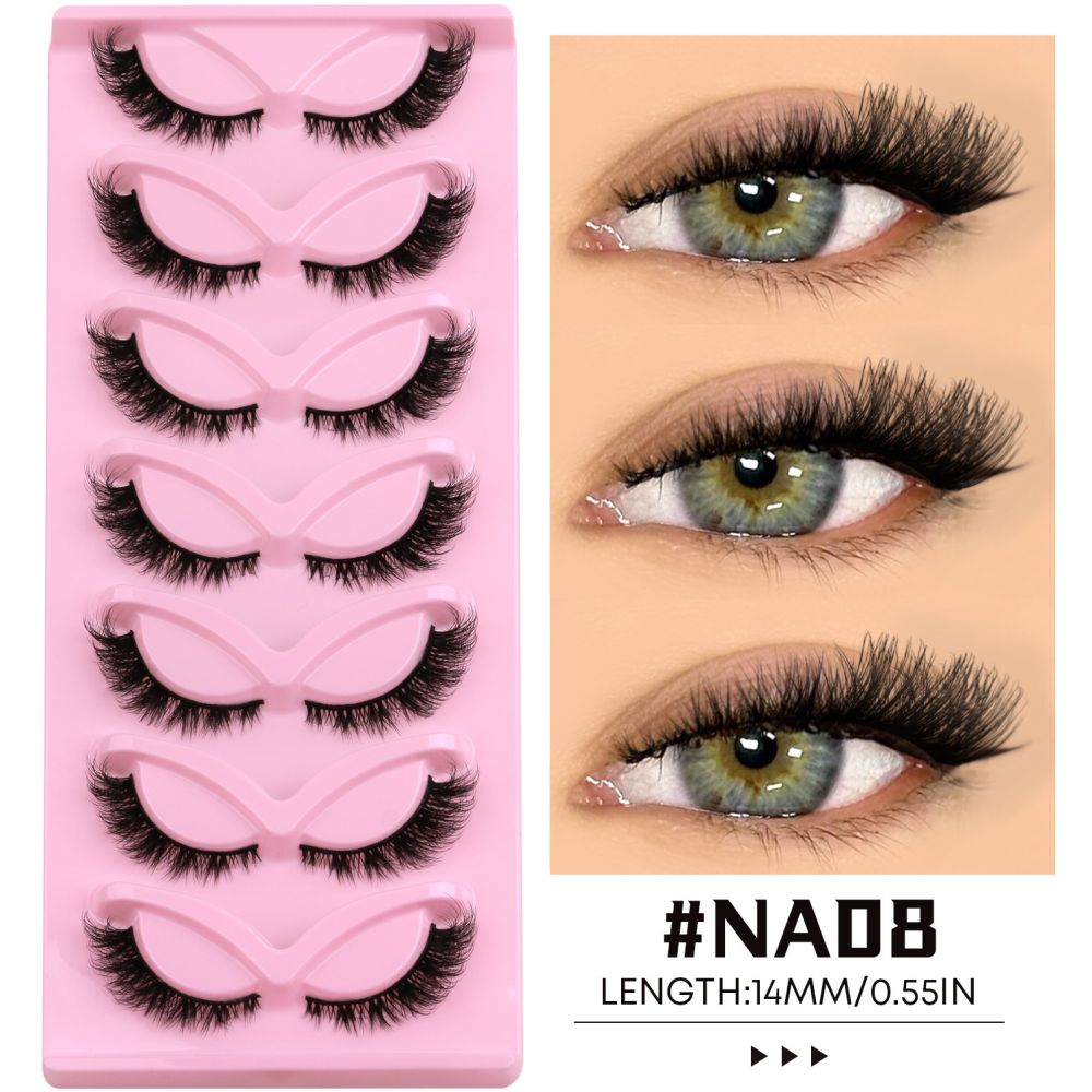 GROINNEYA Light European Asian style False Eyelash Thick Cat Eye One Piece Lifting Eye Corners Enlarge Eyes