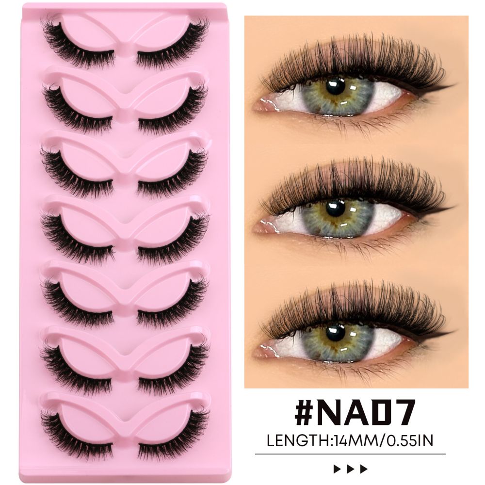 GROINNEYA Light European Asian style False Eyelash Thick Cat Eye One Piece Lifting Eye Corners Enlarge Eyes