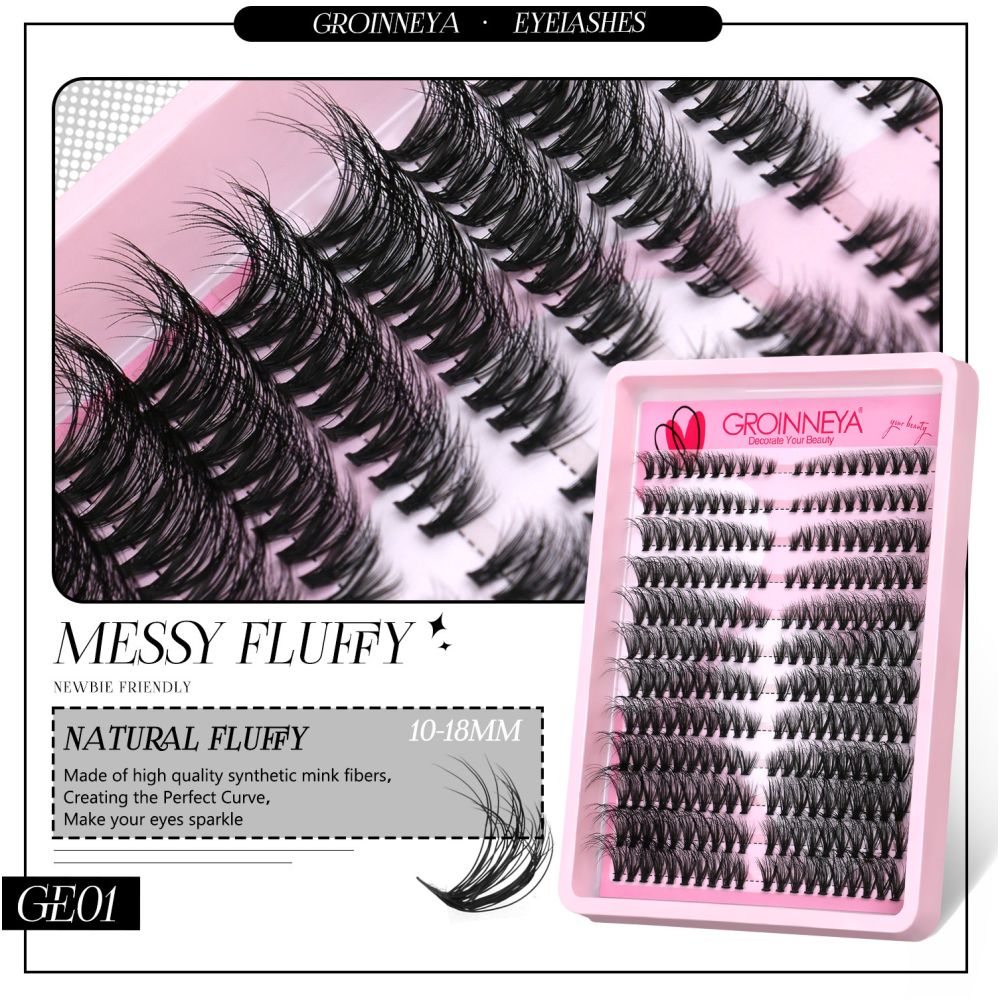 GROINNEYA European and American spicy girl mink fur texture D sense curl single cluster natural false eyelashes image 2