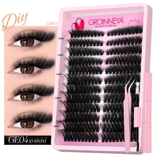 GROINNEYA European and American spicy girl mink fur texture D sense curl single cluster natural false eyelashes