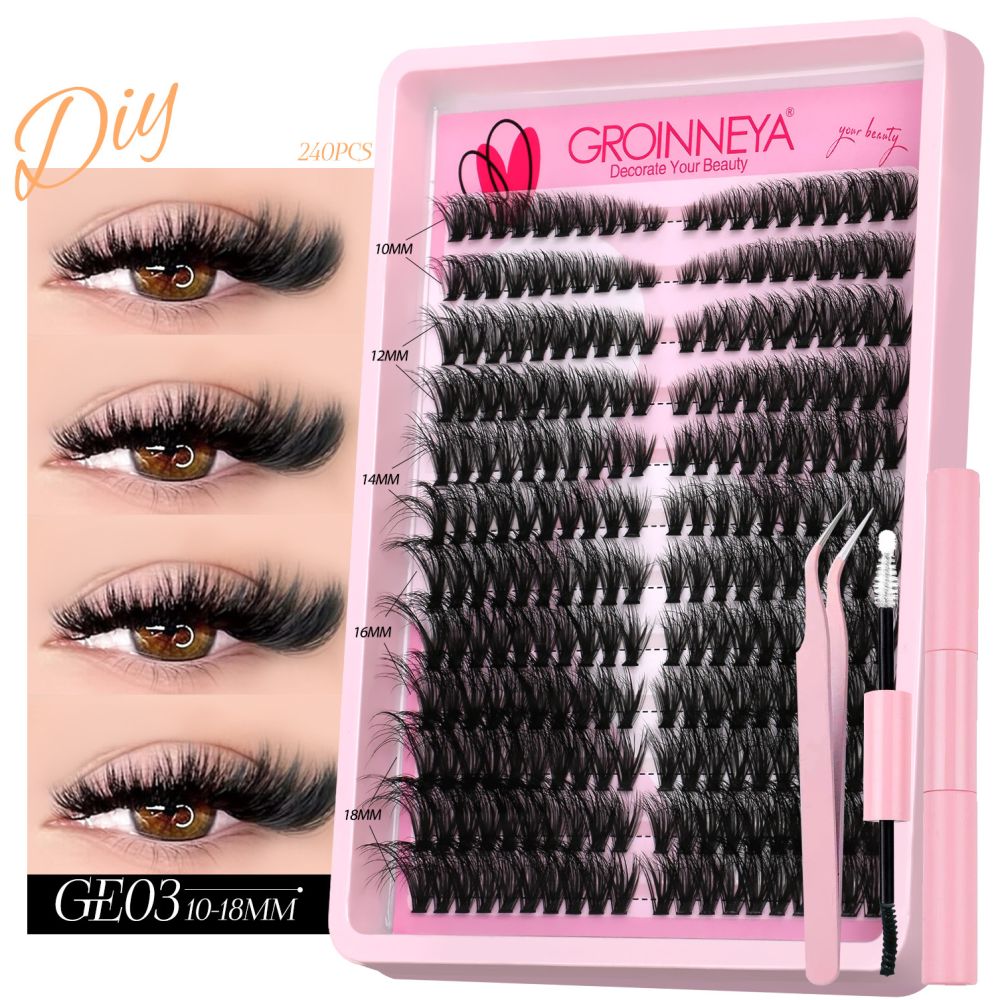 GROINNEYA European and American spicy girl mink fur texture D sense curl single cluster natural false eyelashes