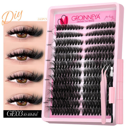 GROINNEYA European and American spicy girl mink fur texture D sense curl single cluster natural false eyelashes