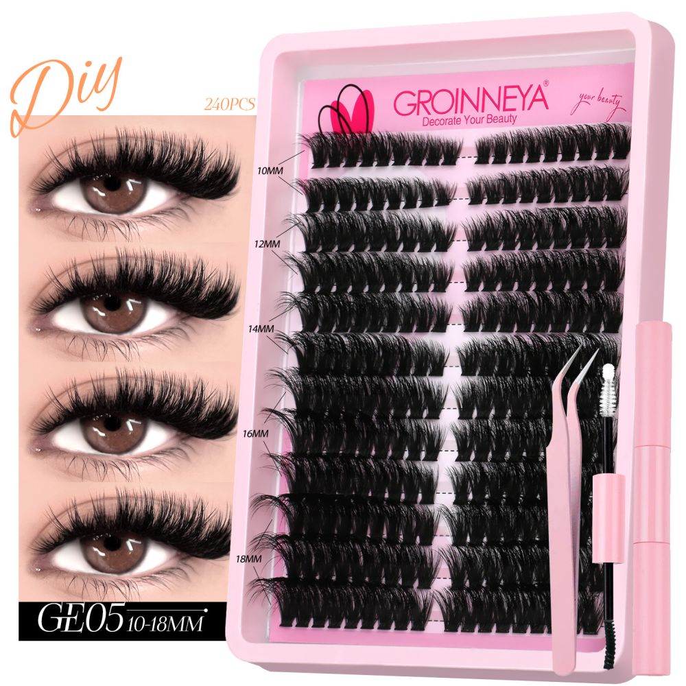 GROINNEYA European and American spicy girl mink fur texture D sense curl single cluster natural false eyelashes