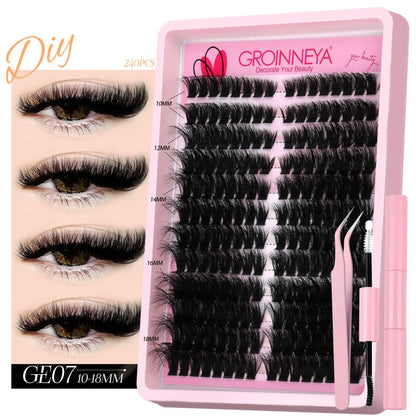 GROINNEYA European and American spicy girl mink fur texture D sense curl single cluster natural false eyelashes