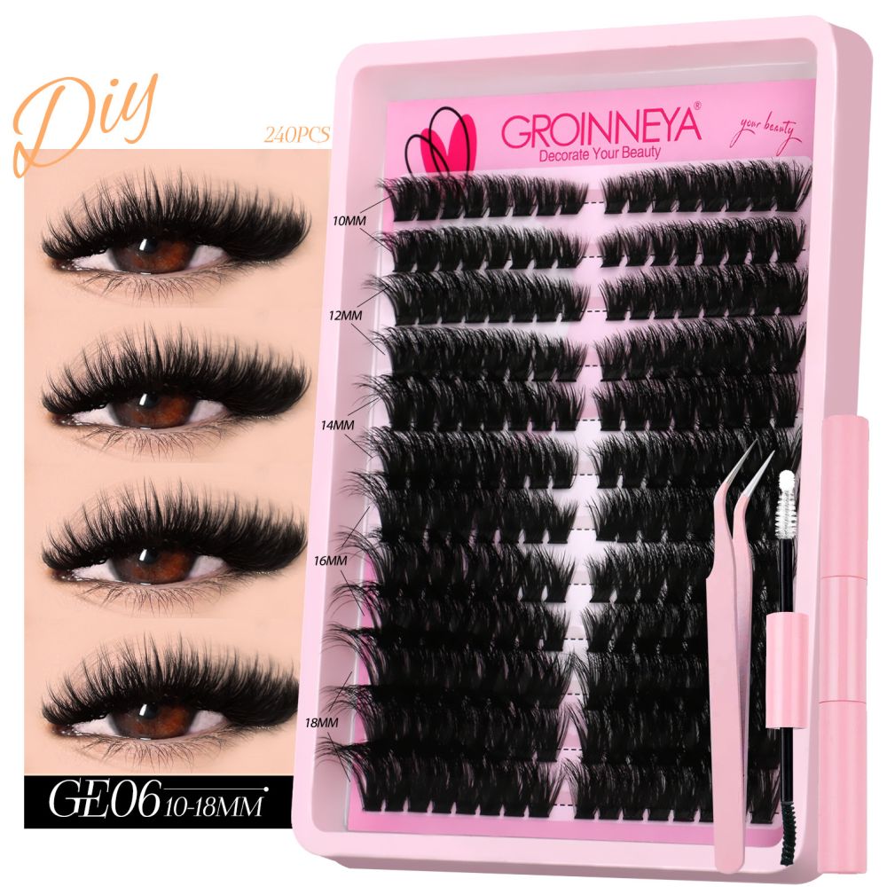 GROINNEYA European and American spicy girl mink fur texture D sense curl single cluster natural false eyelashes