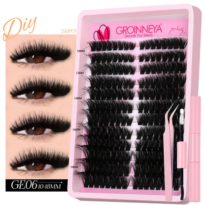 GROINNEYA European and American spicy girl mink fur texture D sense curl single cluster natural false eyelashes