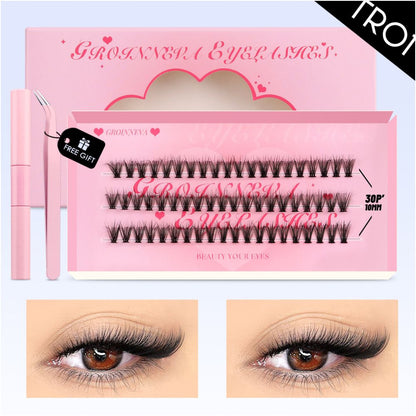 GROINNEYA European and American spicy girl mink fur texture D sense curl single cluster natural false eyelashes