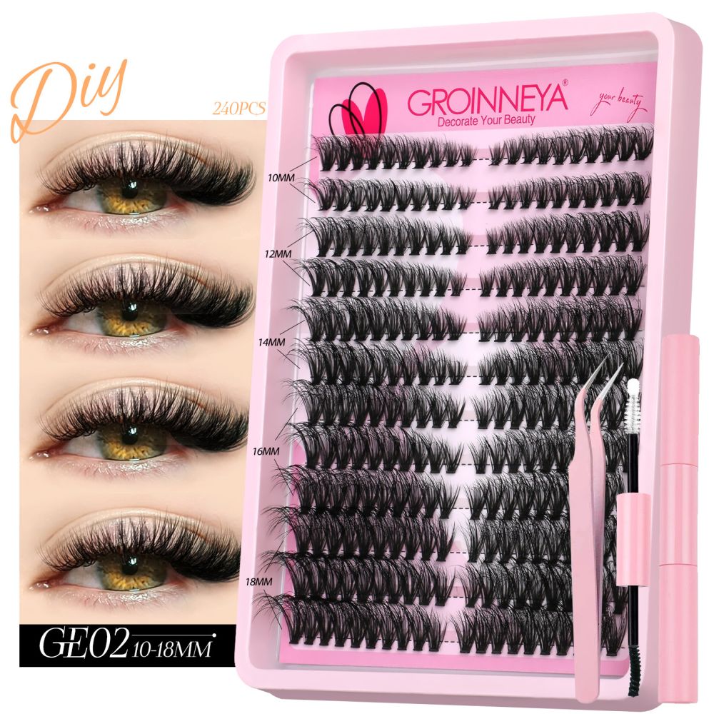 GROINNEYA European and American spicy girl mink fur texture D sense curl single cluster natural false eyelashes