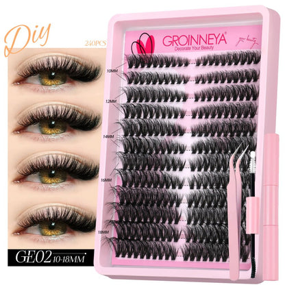 GROINNEYA European and American spicy girl mink fur texture D sense curl single cluster natural false eyelashes