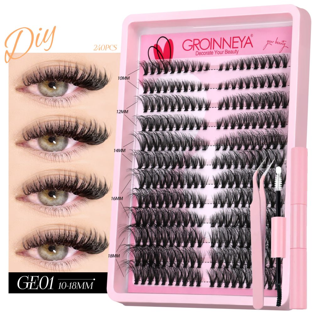 GROINNEYA European and American spicy girl mink fur texture D sense curl single cluster natural false eyelashes