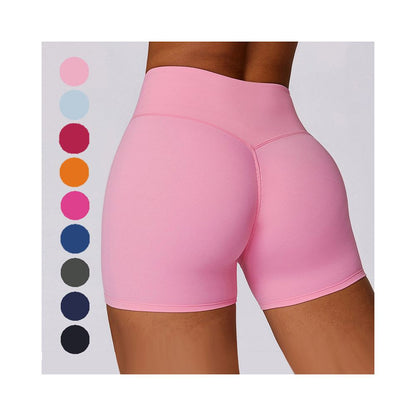 European and American cloud yoga shorts for women high waisted hip lifting breathable elastic tight fitting running beautiful buttocks fitness and exercise three part pants image 1