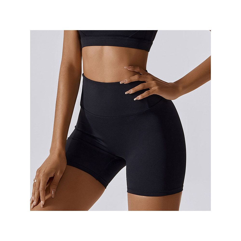 European and American cloud yoga shorts for women high waisted hip lifting breathable elastic tight fitting running beautiful buttocks fitness and exercise three part pants