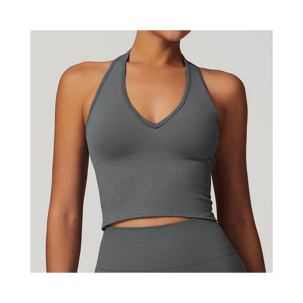 Seamless chest cushion neck hanging beautiful back yoga bra beautiful back summer sports bra fitness top outerwear base layer image 5
