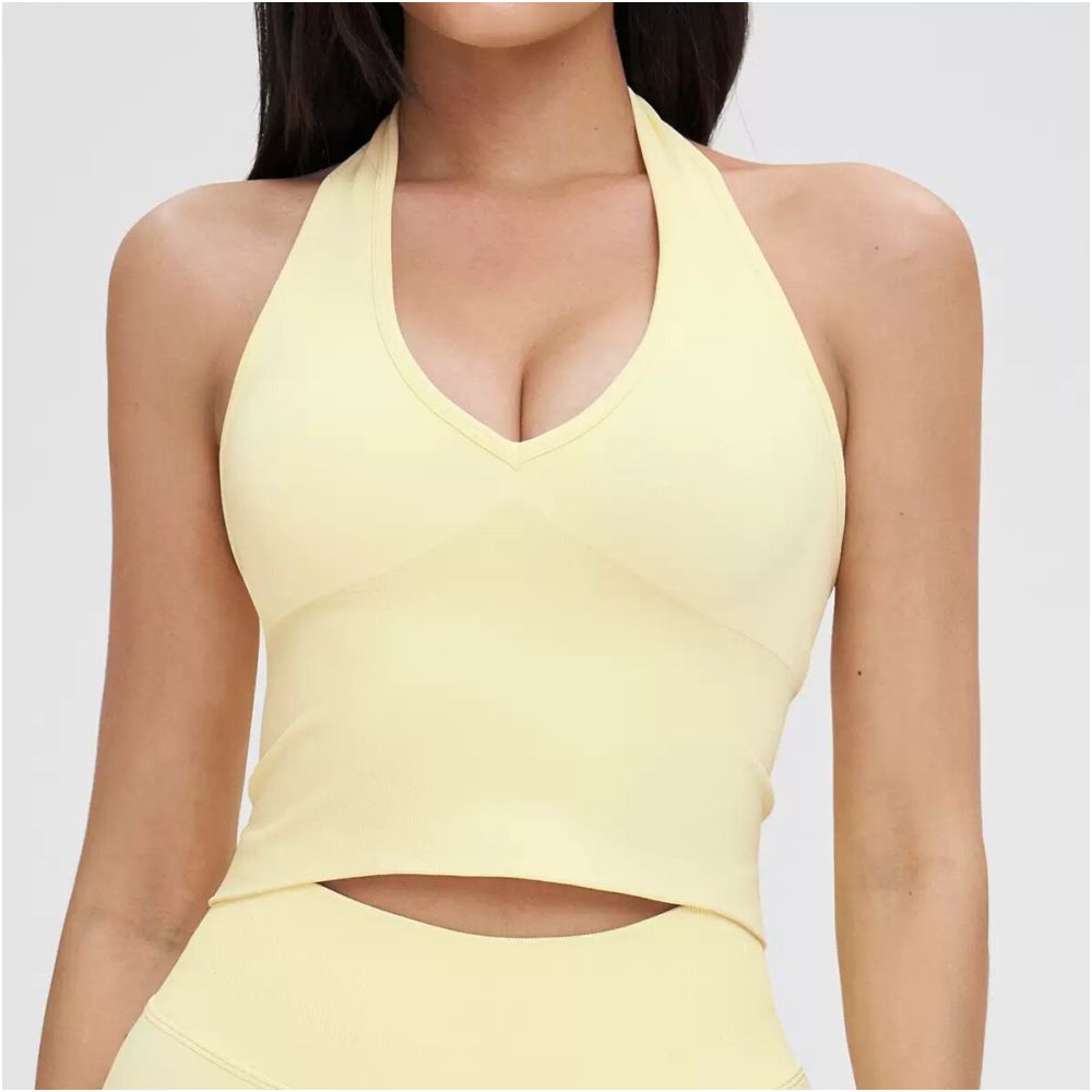 Seamless chest cushion neck hanging beautiful back yoga bra beautiful back summer sports bra fitness top outerwear base layer