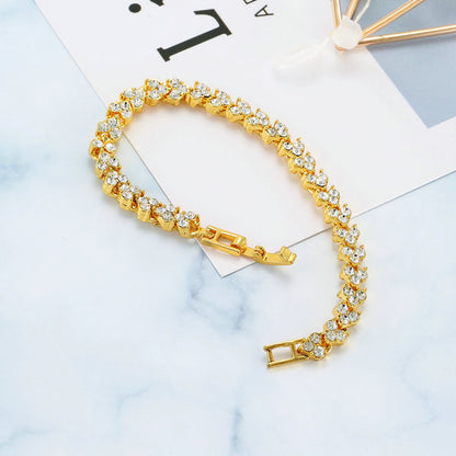 Wish Popular Heart-Shaped Diamond-Plated Silver-Plated Roman Bracelet Girls Fashion Crystal Bracelet Bracelet Bracelet