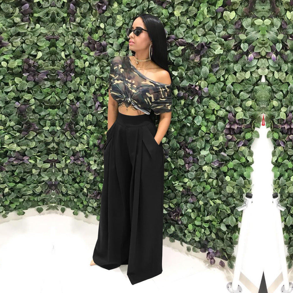 S2018 Hot-Selling Fashion Stylish Flared Pants Wide-Leg Casual Pants Autumn and Winter Wide-Leg Pants 14 Colors Available