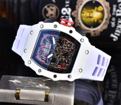 New WISH Hot Selling Fashion Hollow Out h Ghost Head White Silicone Band Quartz Watch High Quality Men's Watch
